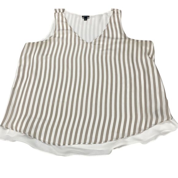 Torrid Womens Size 2 Striped Flowy Tank Top White and Taupe - Picture 1 of 12